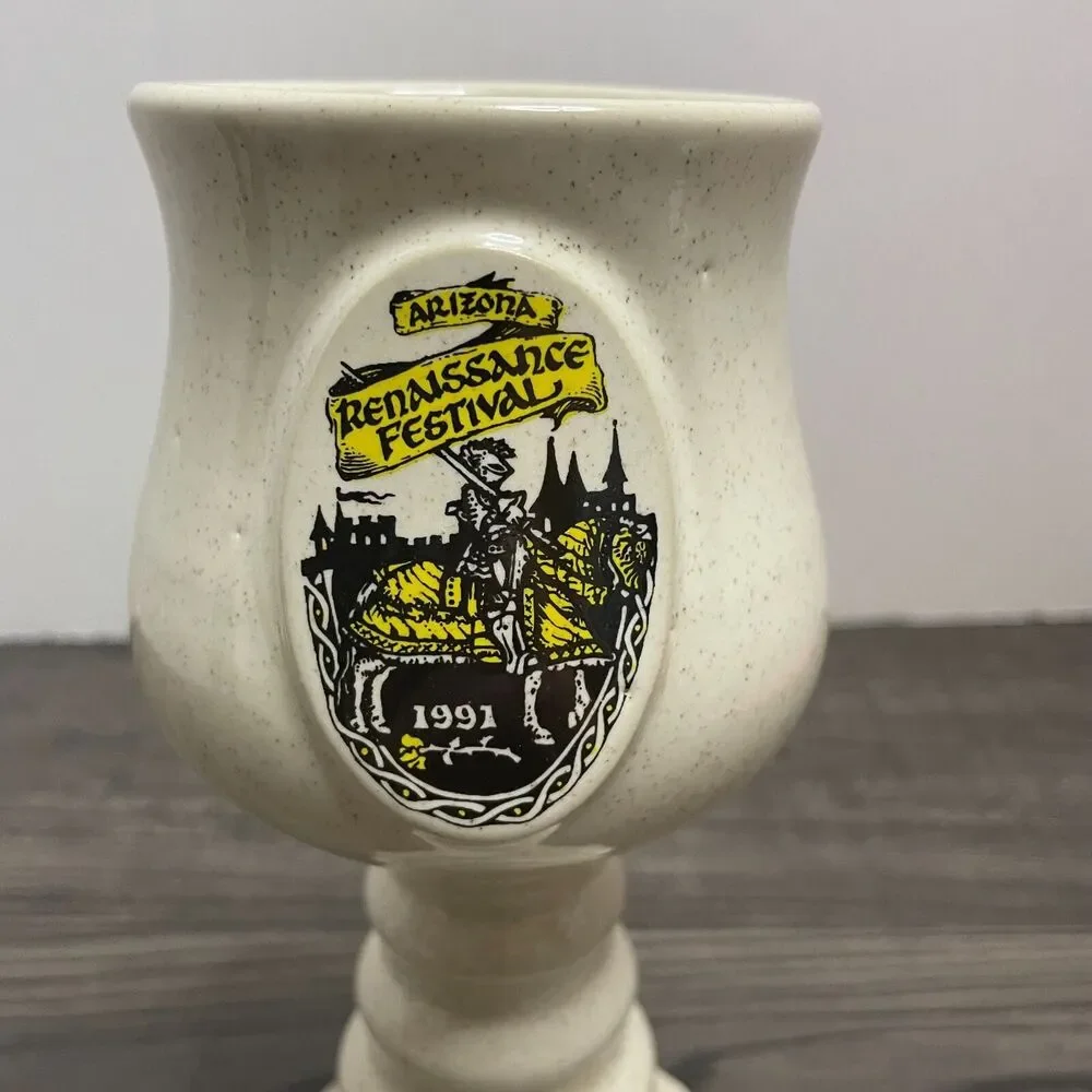 Vintage Renaissance Festival Goblet Mug Jousting Knight 1991